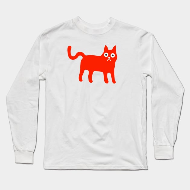 Little Red Cat (No Background) Long Sleeve T-Shirt by Huge Potato